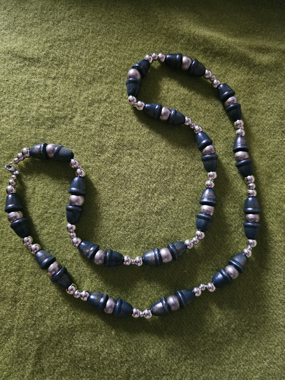 Handcrafted Blue and Silver Beaded Necklace